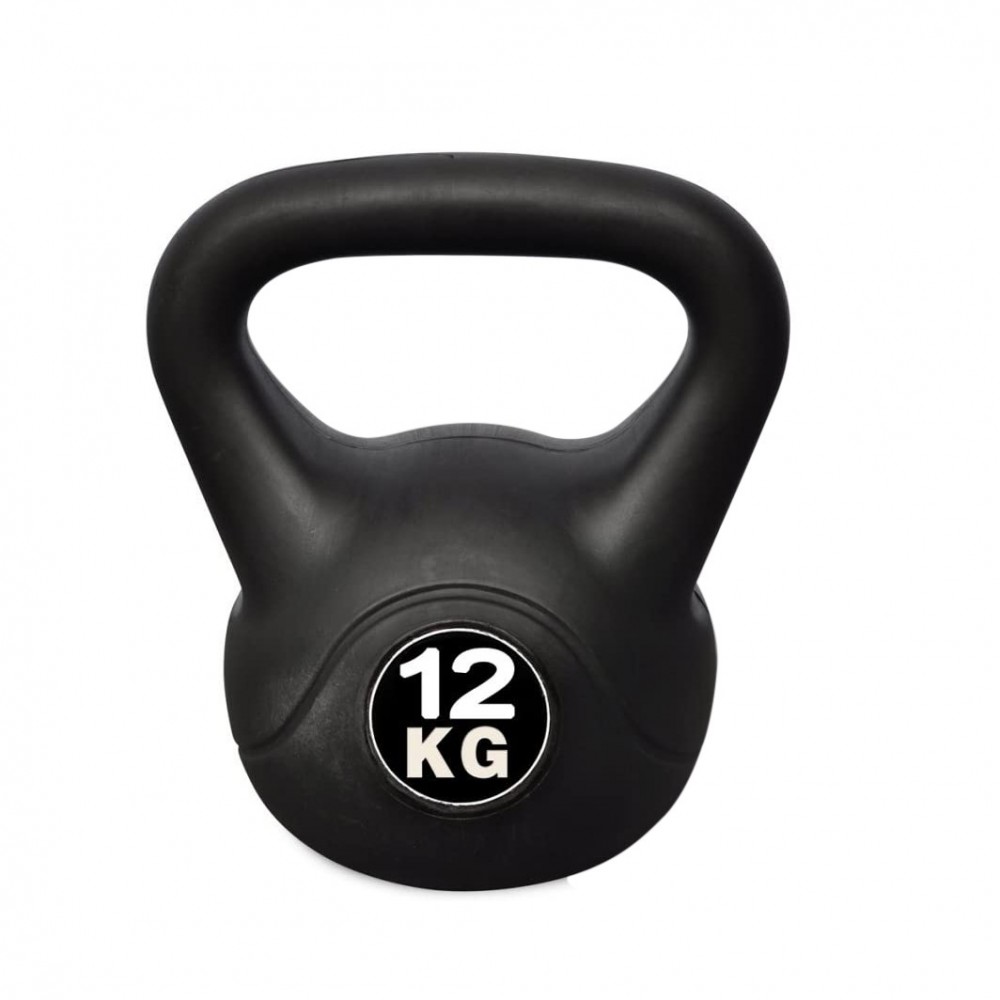 Pesa rusa Kettlebell Fitness de 12 KG en PVC con arena y mango anti-roces