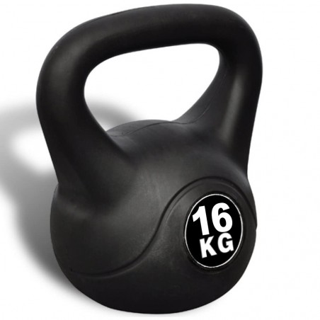 Pesa rusa Kettlebell Fitness de 16 KG en PVC con arena y mango anti-roces