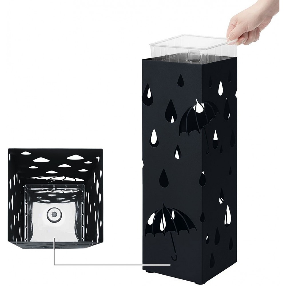 Paragüero de metal con bandeja de drenaje de...