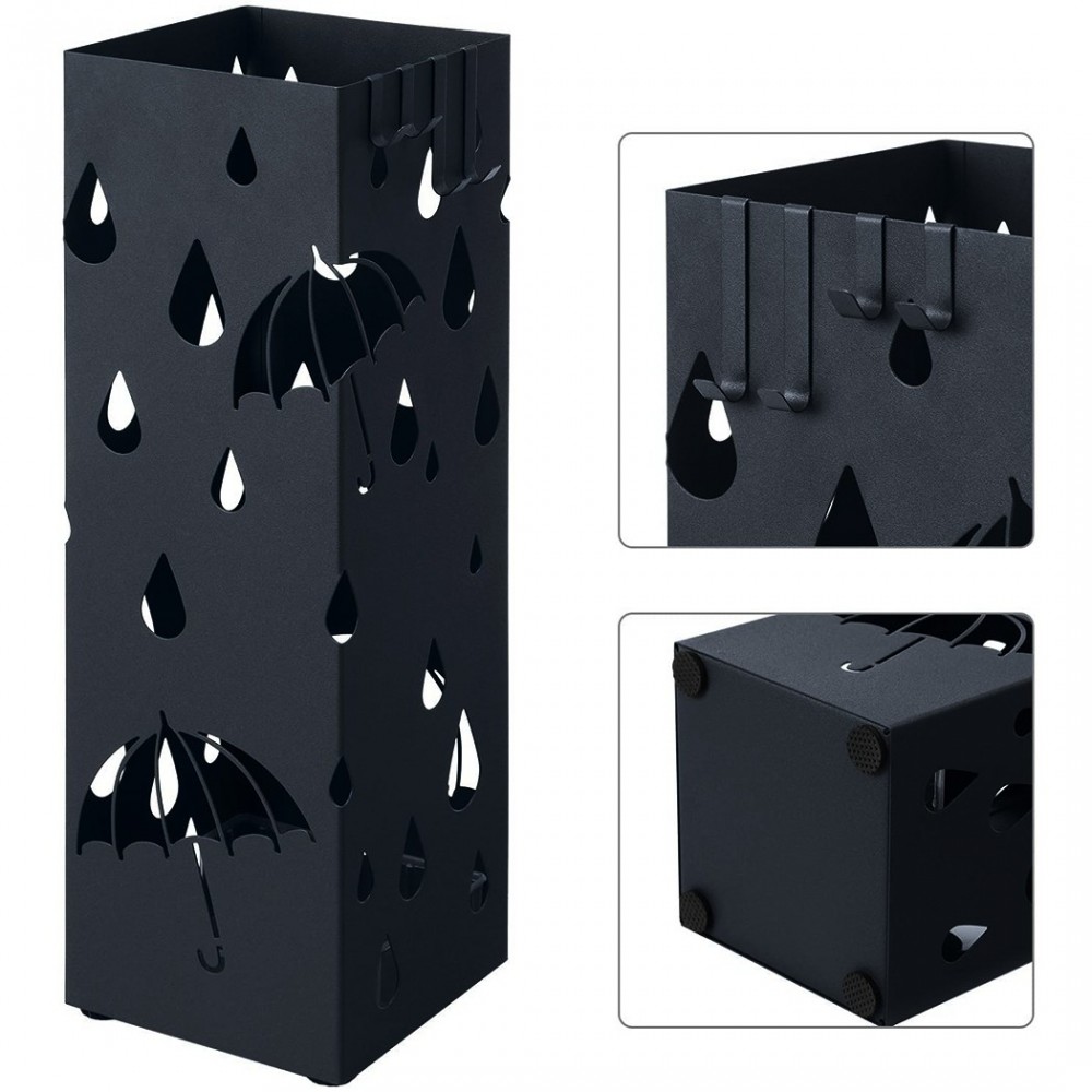 Paragüero de metal con bandeja de drenaje de...