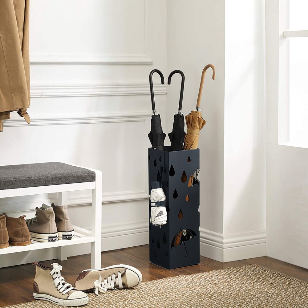 Paragüero de metal con bandeja de drenaje de...