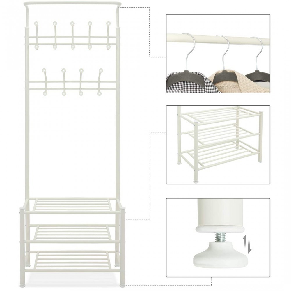 Perchero de pie para pasillo BLANCO con...