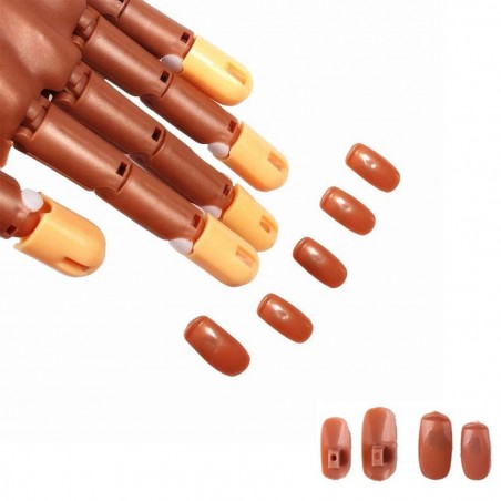 Art 184706 Mano articulada para la práctica nail con 100 tips y soporte de mesa