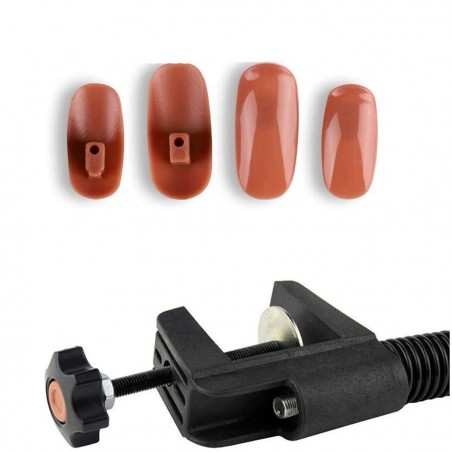 Art 184706 Mano articulada para la práctica nail con 100 tips y soporte de mesa
