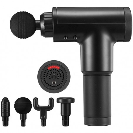 187622 Pistola de masaje para terapia muscular con 4 cabezales y 6 velocidades