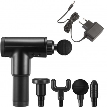 187622 Pistola de masaje para terapia muscular con 4 cabezales y 6 velocidades