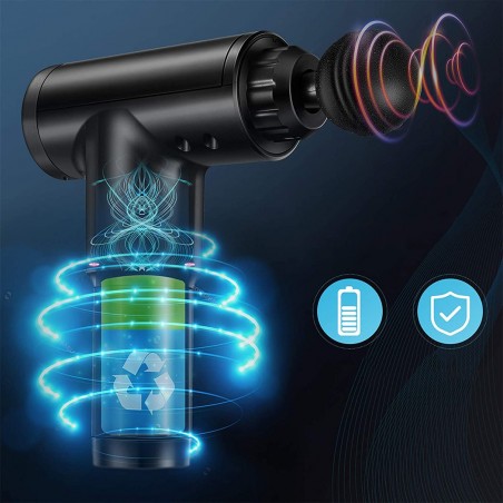 187622 Pistola de masaje para terapia muscular con 4 cabezales y 6 velocidades