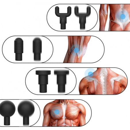 187622 Pistola de masaje para terapia muscular con 4 cabezales y 6 velocidades