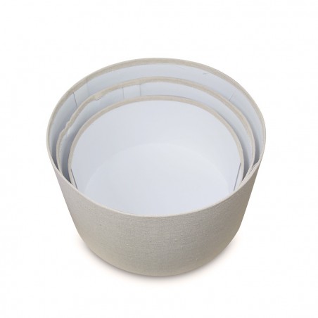 191010 Conjunto 3 cajas redondas forradas en yute decoración floral 32-30-28cm