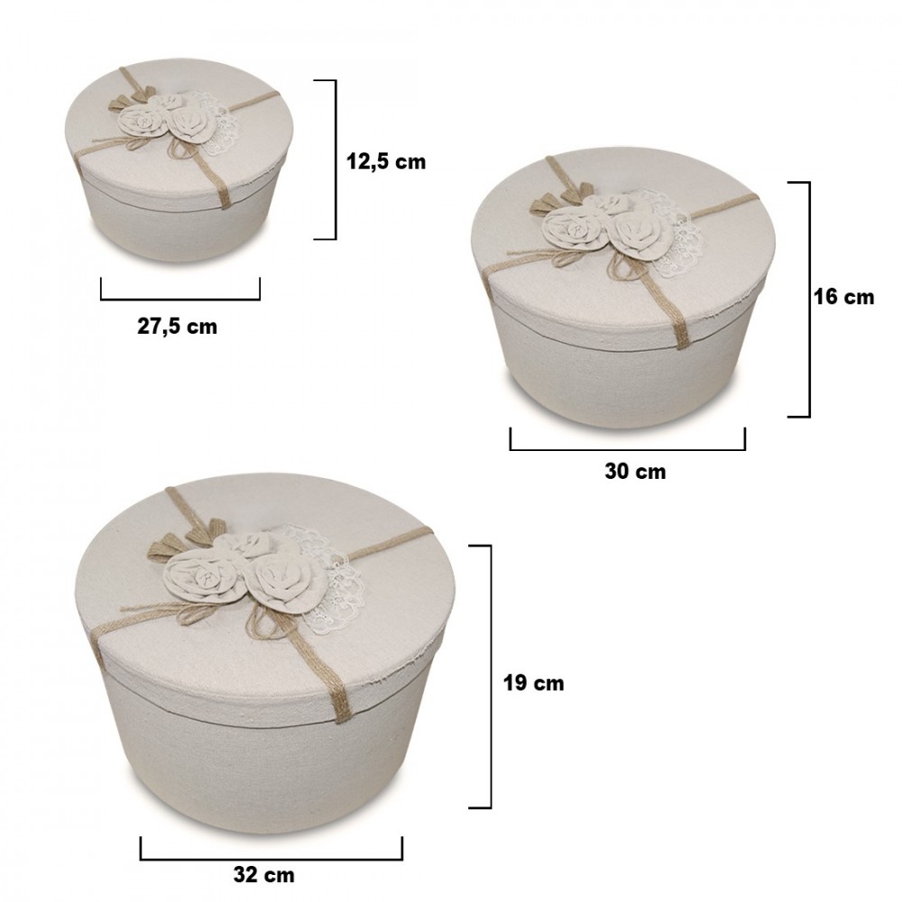 191010 Conjunto 3 cajas redondas forradas en...