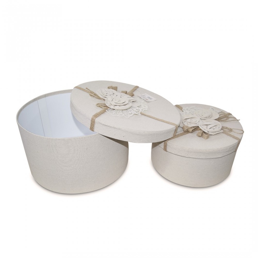 191010 Conjunto 3 cajas redondas forradas en...