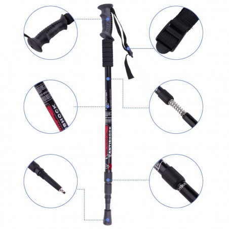 187516 Bastones de trekking regulables de 65 a 135 cm empuñadura antideslizante