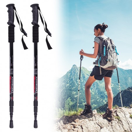 187516 Bastones de trekking regulables de 65 a 135 cm empuñadura antideslizante