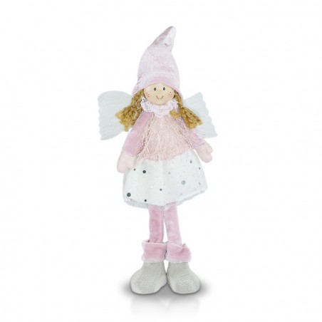 Art. 234046 Hada de tela blanca y rosa para decoración de pascua altura 30 cm