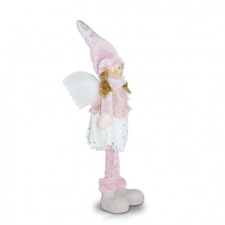 Art. 234046 Hada de tela blanca y rosa para decoración de pascua altura 30 cm