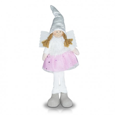 Art. 234046 Hada de tela blanca y rosa para decoración de pascua altura 30 cm