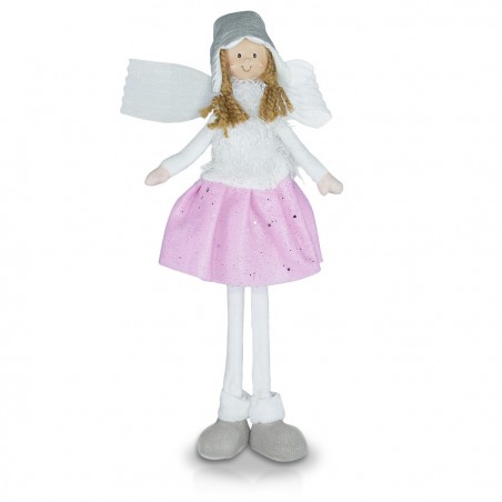 Art. 234045 Hada de tela blanca y rosa para decoración de pascua altura 50 cm