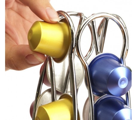 Stand con diseño metálico con capacidad para 40 cápsulas de café en 4 columnas 726104