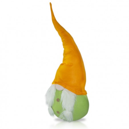 234042 Gnomo de pascua con sombrero verde y naranja 95 Cm en tela con barba