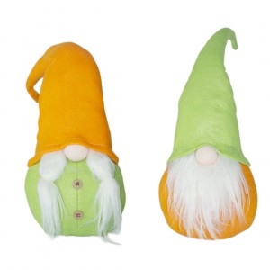234044 Gnomo de pascua con sombrero verde y naranja 46 Cm en tela con barba