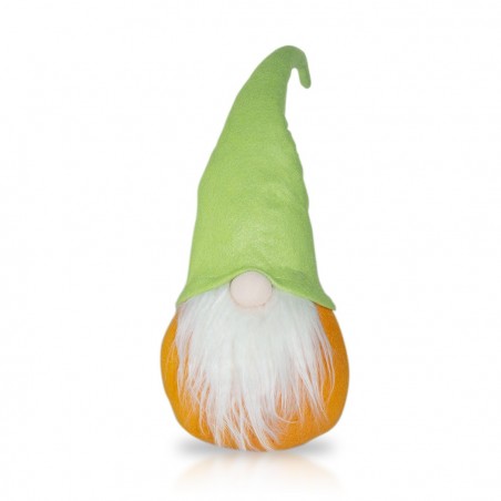 234044 Gnomo de pascua con sombrero verde y naranja 46 Cm en tela con barba