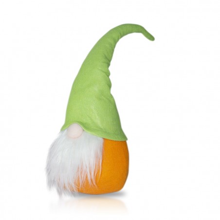 234044 Gnomo de pascua con sombrero verde y naranja 46 Cm en tela con barba