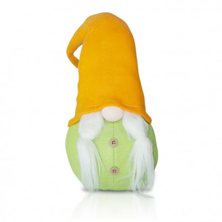 234044 Gnomo de pascua con sombrero verde y naranja 46 Cm en tela con barba