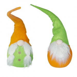 234043 Gnomo de pascua con sombrero verde y naranja 74 Cm en tela con barba
