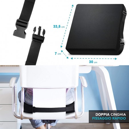 210542 Cojín lumbar en gel ergonómico transpirable para espalda 33x30x7 cm