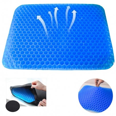 210542 Cojín lumbar en gel ergonómico transpirable para espalda 33x30x7 cm