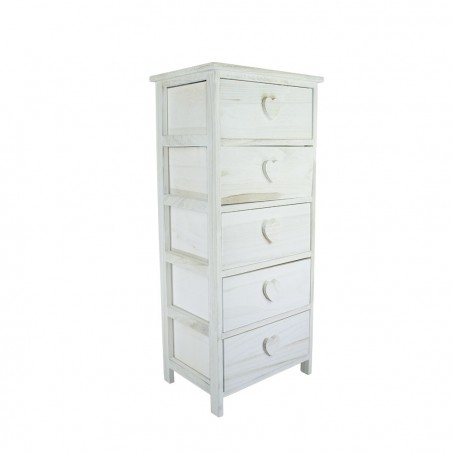 Art.398010 Mueble de madera con tirador forma de corazón 5 cajones 40x29xH90cm