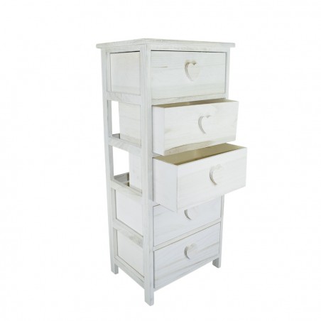 Art.398010 Mueble de madera con tirador forma de corazón 5 cajones 40x29xH90cm