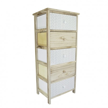 Art. 398003 Mueble de madera con motivo geométrico 5 cajones 40x29xH90cm