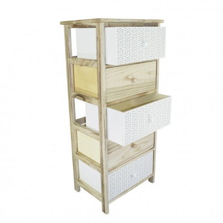 Art. 398003 Mueble de madera con motivo geométrico 5 cajones 40x29xH90cm