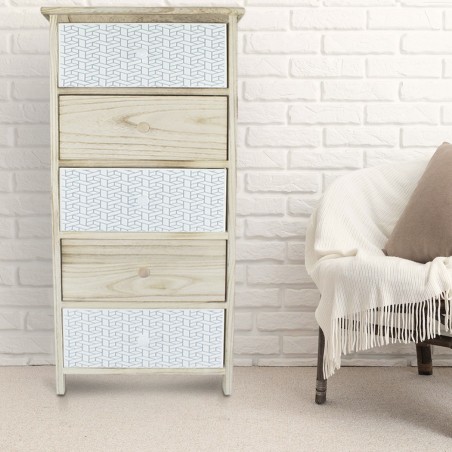 Art. 398003 Mueble de madera con motivo geométrico 5 cajones 40x29xH90cm