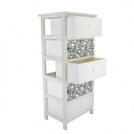 398007 Mueble madera blanca tirador y dibujos de corazones 5 cajones 40x29xH90cm