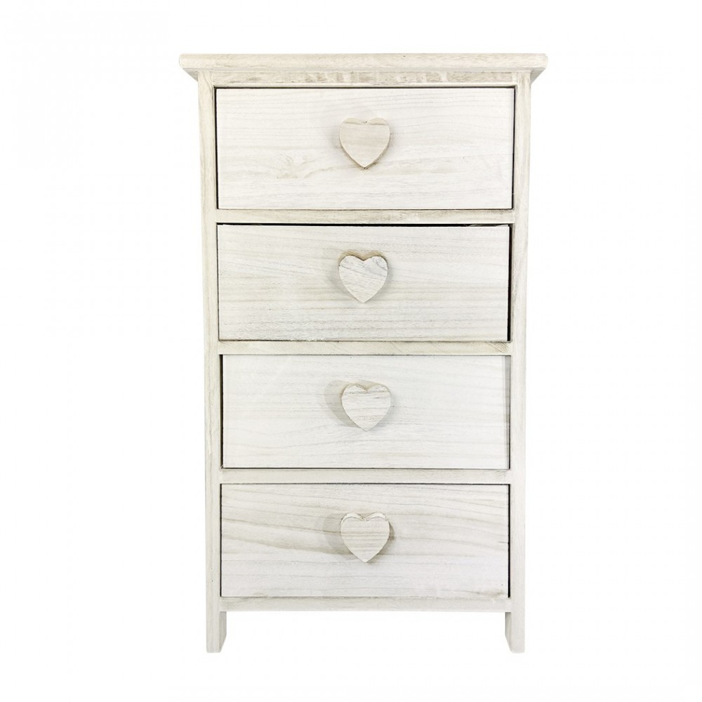 Art.398009 Mueble de madera tirador en forma de corazón y 4 cajones 40x29xH73cm