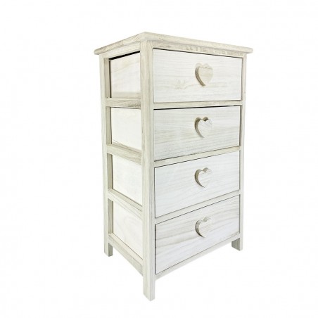 Art.398009 Mueble de madera tirador en forma de corazón y 4 cajones 40x29xH73cm