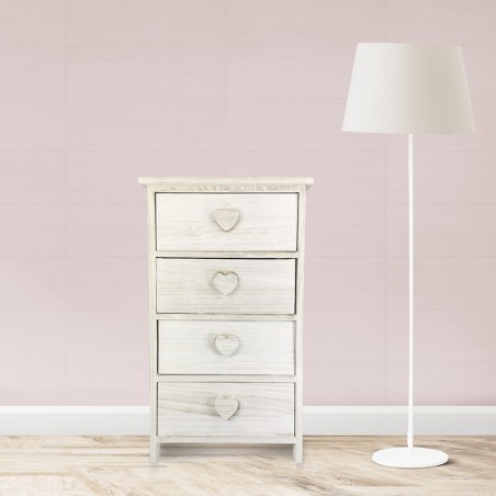 Art.398009 Mueble de madera tirador en forma de corazón y 4 cajones 40x29xH73cm