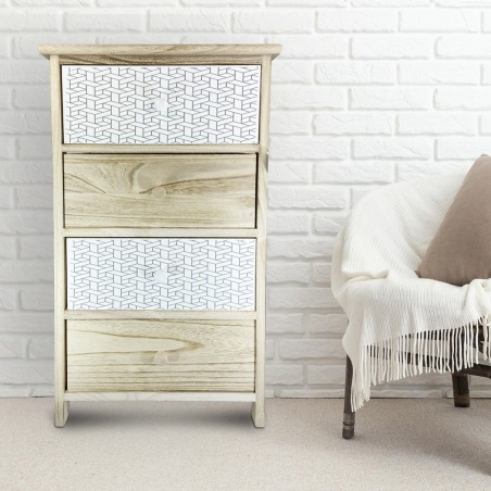 398002 Mueble madera con motivo geométrico 4 cajones 40x29xH73 cm