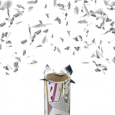 Cañón de confeti blanco tamaño L 60 cm NY132 para eventos de fiesta