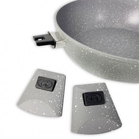 255030 Juego de cacerolas 17 piezas 20-24-28 cm DGBAVARIA GRIS asas extraíbles