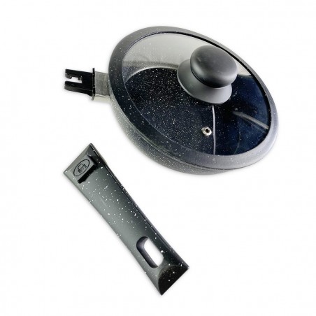 255027 Juego de cacerolas 14 piezas 20-24-28 cm DGBAVARIA NEGRO asas extraíbles