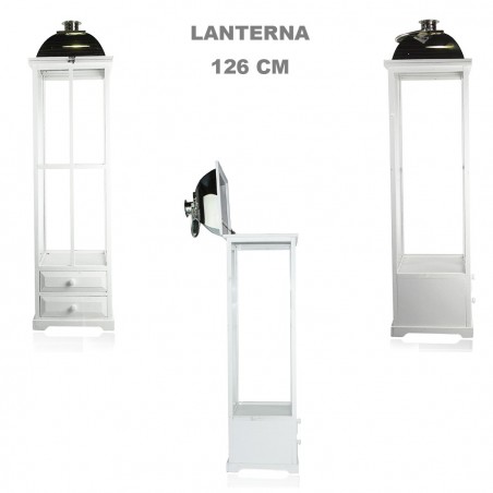 335010 Set 3 Pcs Maxi Lanterns BLANCO portavelas 50' 83' 126'cm madera y vidrio