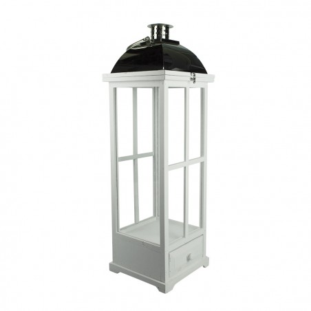 335010 Set 3 Pcs Maxi Lanterns BLANCO portavelas 50' 83' 126'cm madera y vidrio