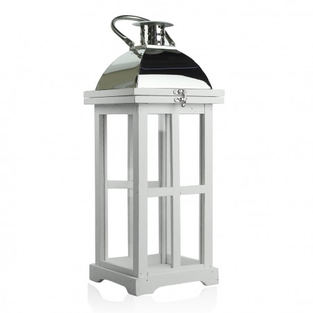 335010 Set 3 Pcs Maxi Lanterns BLANCO portavelas 50' 83' 126'cm madera y vidrio