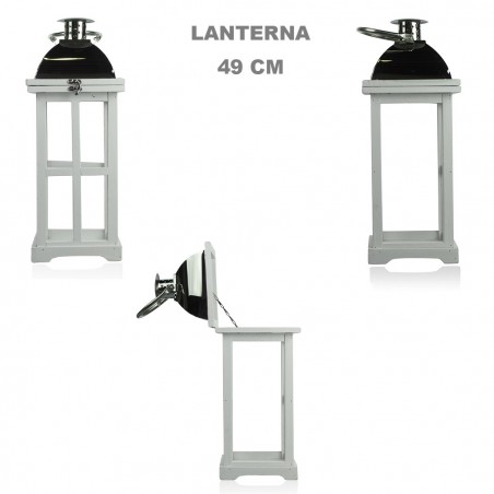 335010 Set 3 Pcs Maxi Lanterns BLANCO portavelas 50' 83' 126'cm madera y vidrio