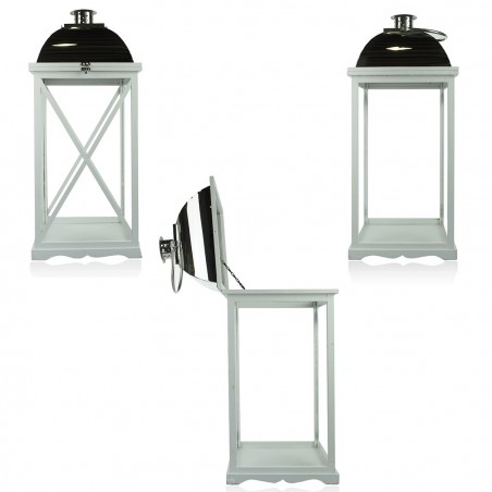335006 Set 3 Pzs Maxi Lanterns BLANCO portavelas 36' 52' 76'cm madera y vidrio
