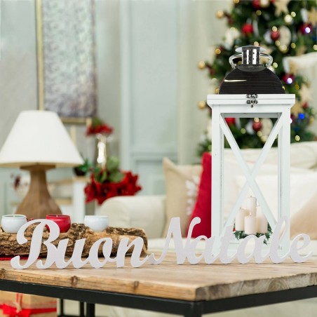 335006 Set 3 Pzs Maxi Lanterns BLANCO portavelas 36' 52' 76'cm madera y vidrio