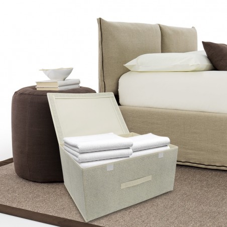 745017 Caja ahorro de espacio BEIGE ideal para cambio de temporada 50x40xH25cm